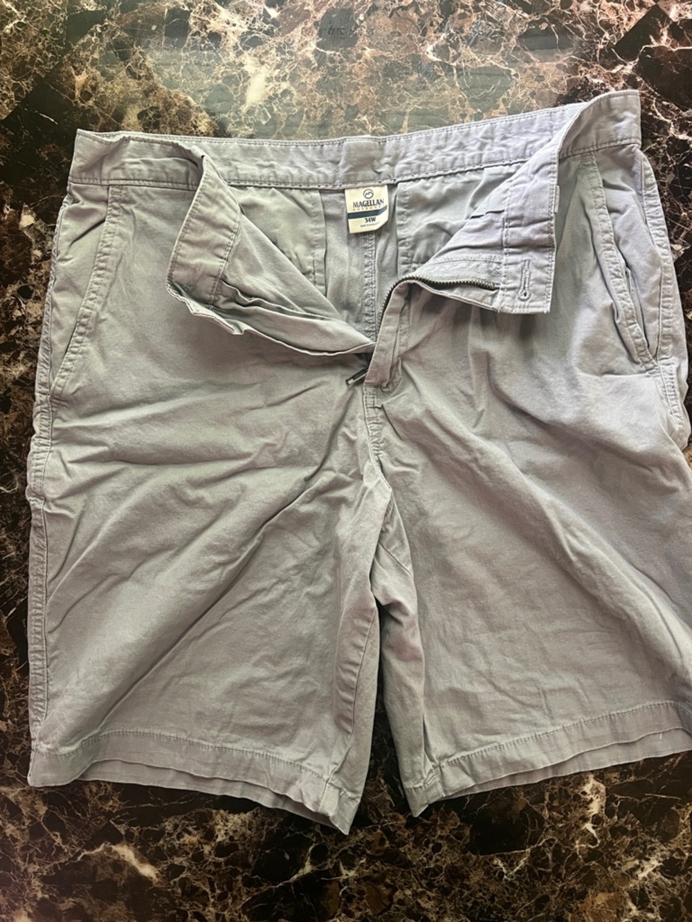 Magellan Outdoors Men's Light Gray Flat Front Shorts